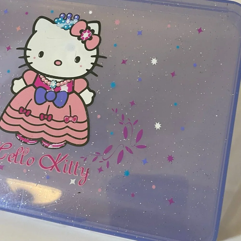 Sanrio 2005 Hello Kitty Clear Glitter Plastic Case
